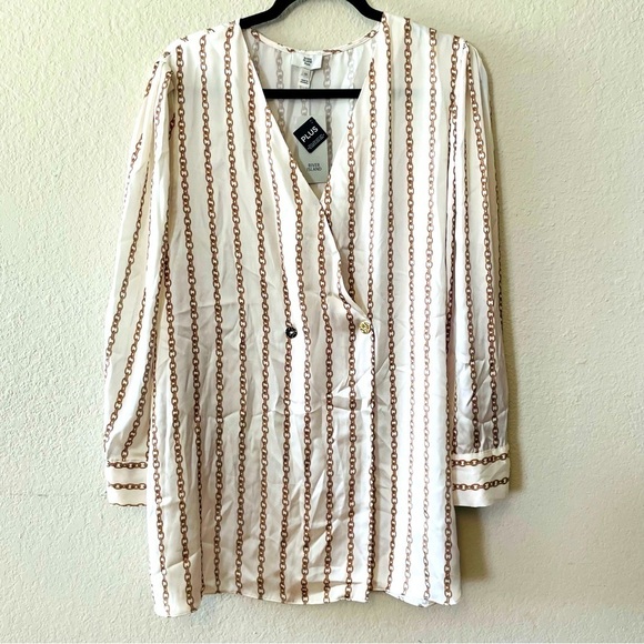 River Island plus silky chain blouse size 22/ XL  sophisticated business casual - Picture 1 of 8